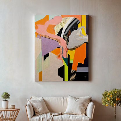 Fresh bold geometric abstract canvas wall art with bright contemporary colors