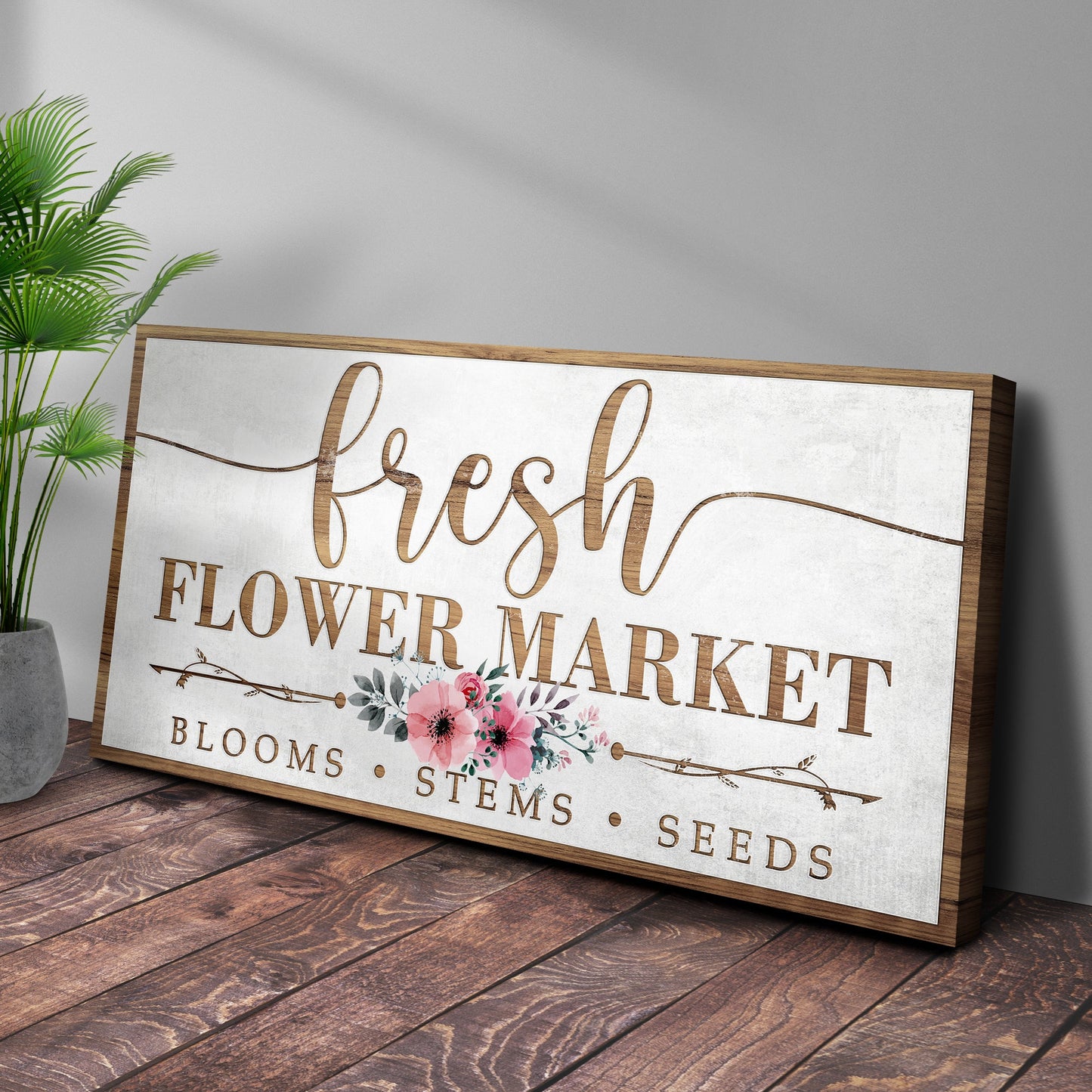 Fresh Flower Market Canvas Wall Art Sign