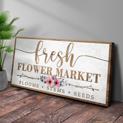 Fresh Flower Market Canvas Wall Art Sign
