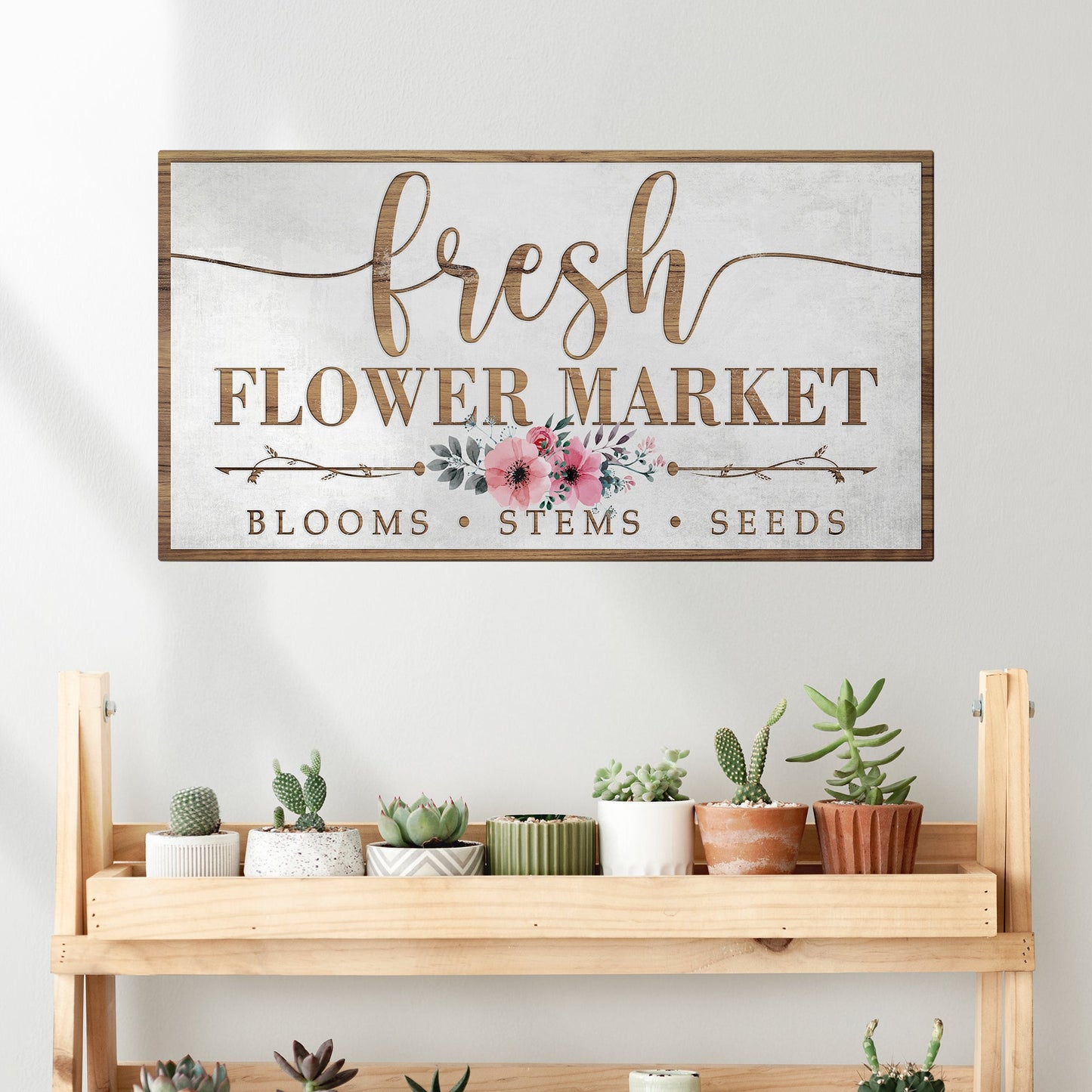 Fresh Flower Market Canvas Wall Art Sign