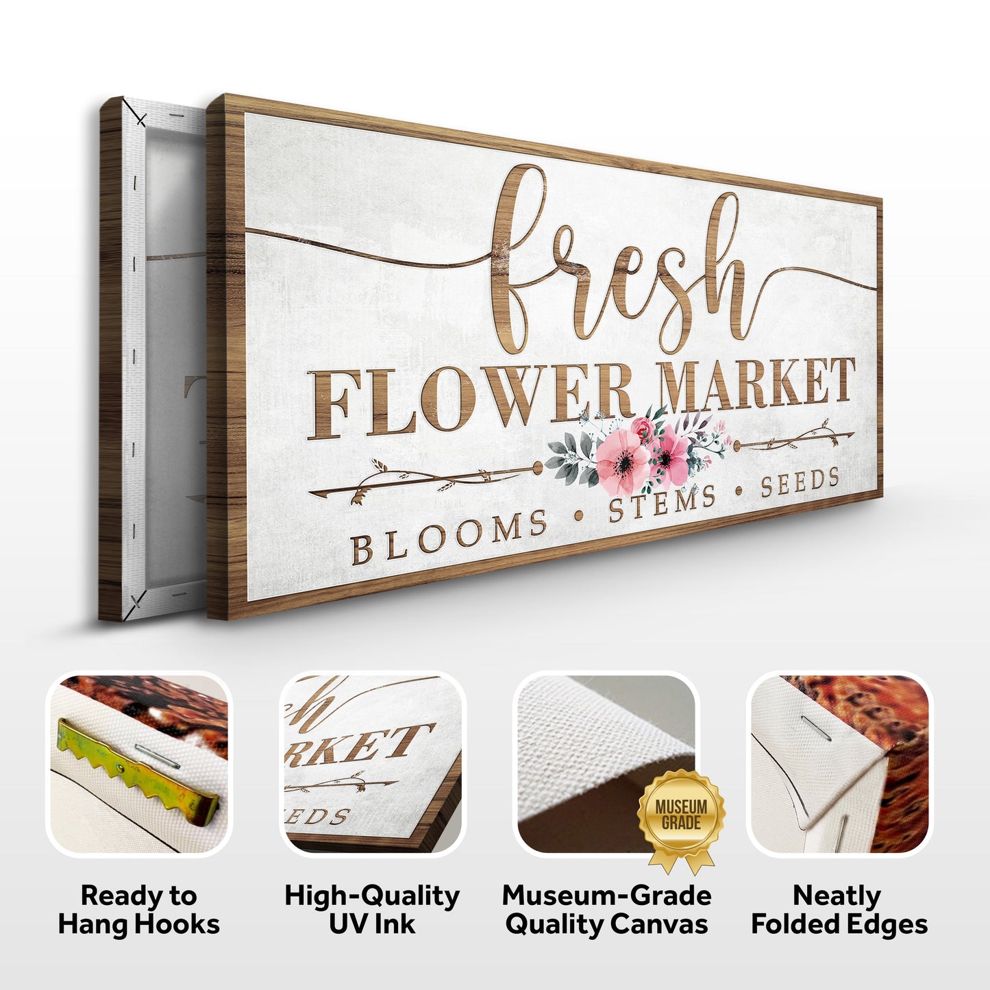 Fresh Flower Market Canvas Wall Art Sign