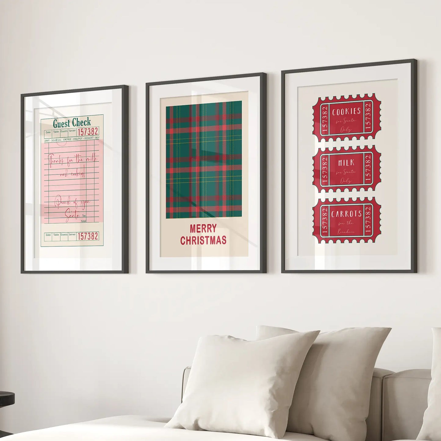 Christmas Guest Check Santa Tickets Wall Art Set