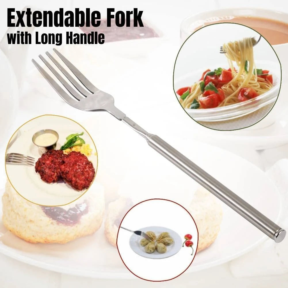 Funny gag gift extendable fork in retracted compact size for storage