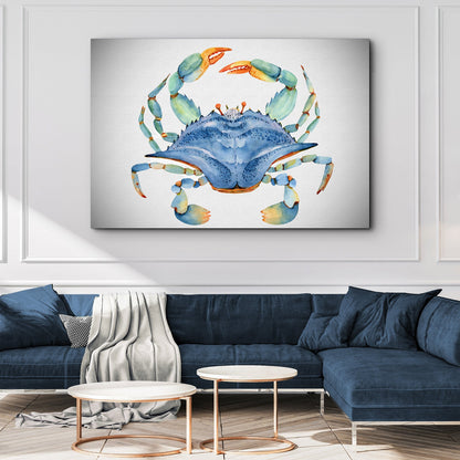 Crab watercolor canvas wall art coastal ocean nautical home decor