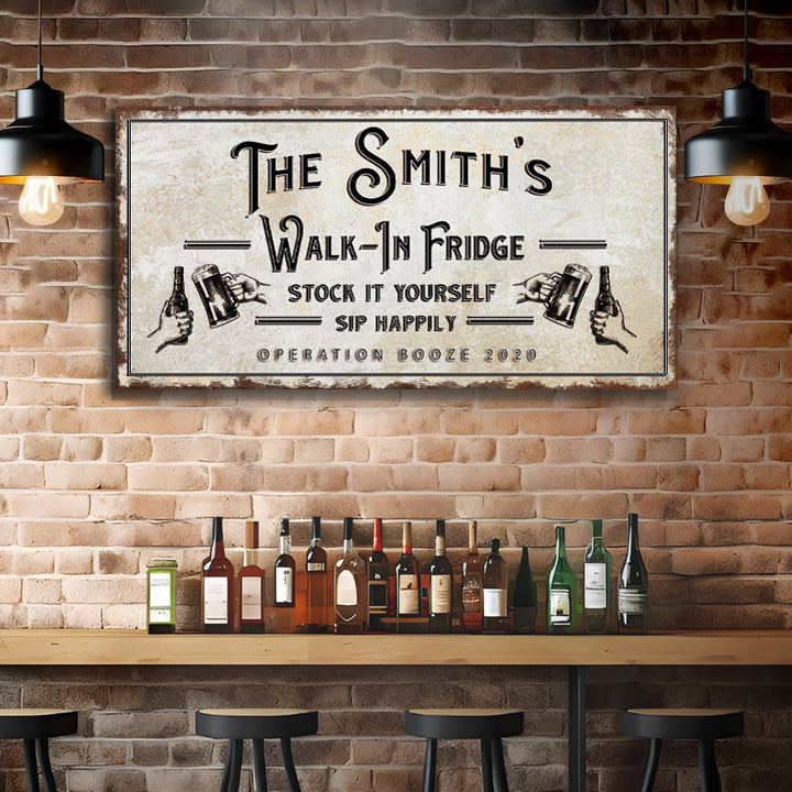 Walk-In Fridge Stock It Yourself Bar Sign Canvas
