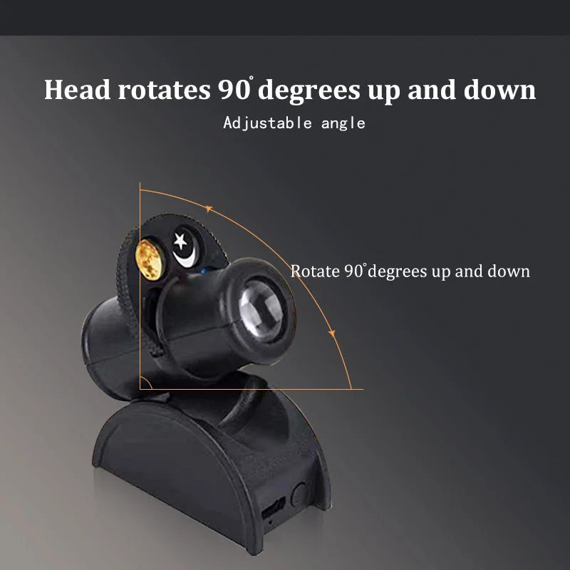 Galaxy projector head rotating up and down with adjustable 90-degree angle