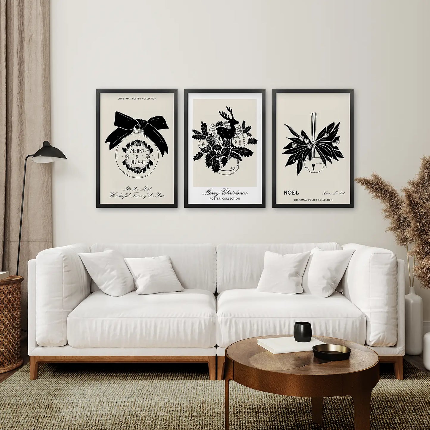 Vintage Rustic Christmas Wall Art Set of 3 Prints