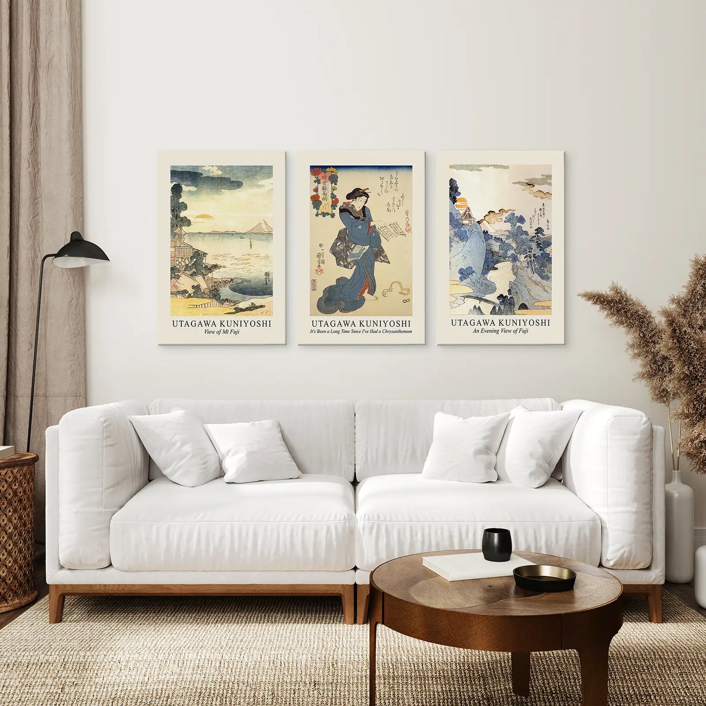Japanese Woodblock Wall Art Set of 3 Vintage Prints