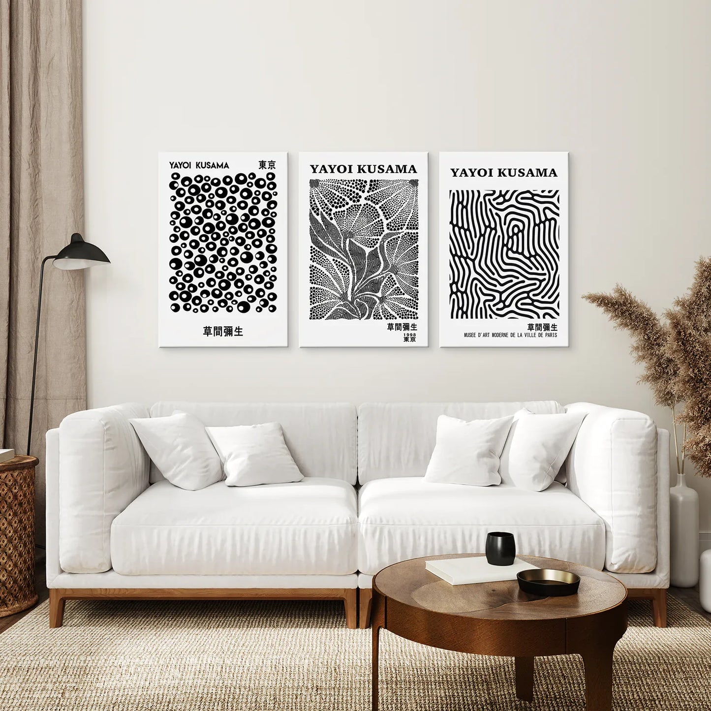 Black and White Abstract Wall Art Set of 3 Prints