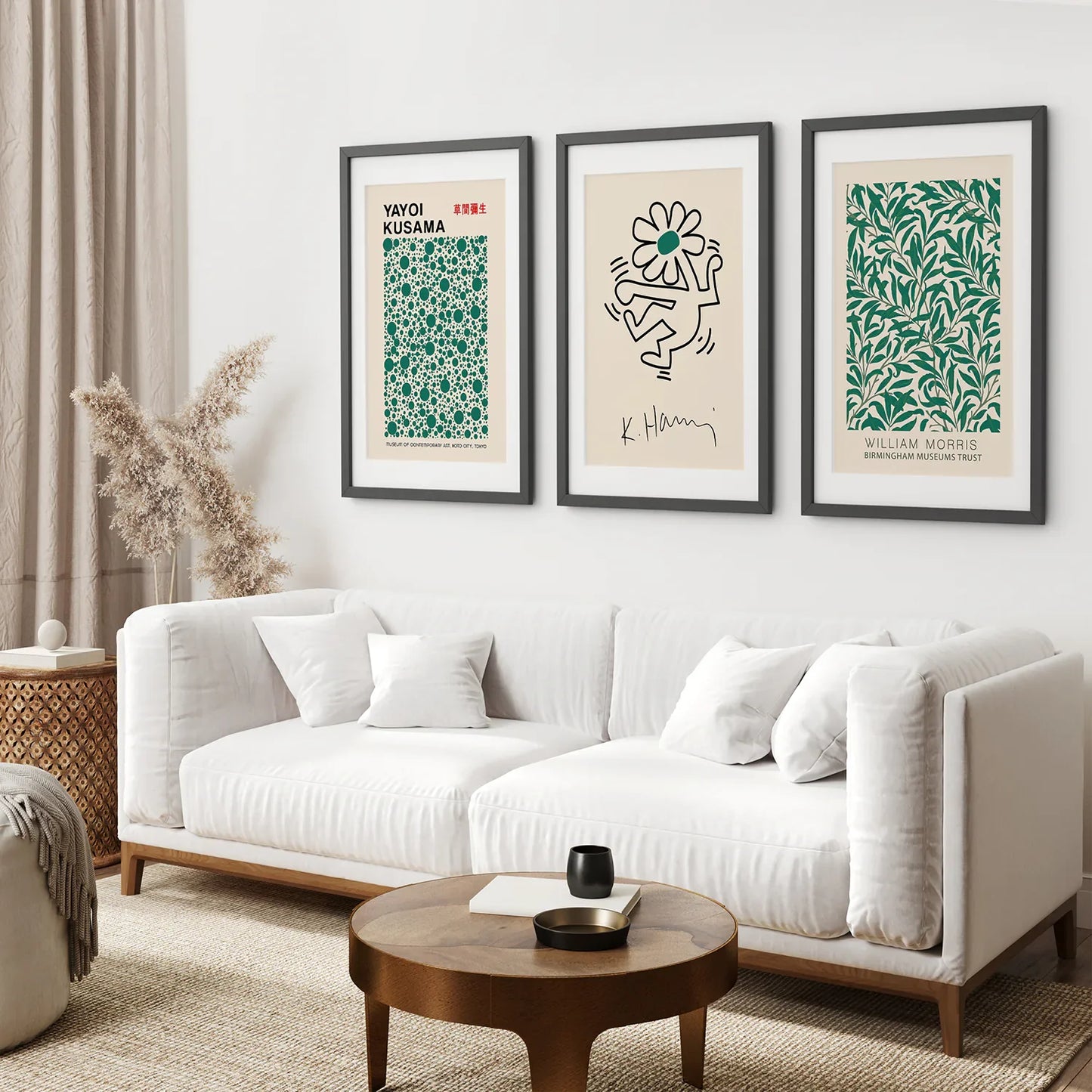 Green Abstract Exhibition Wall Art Set of 3 Prints