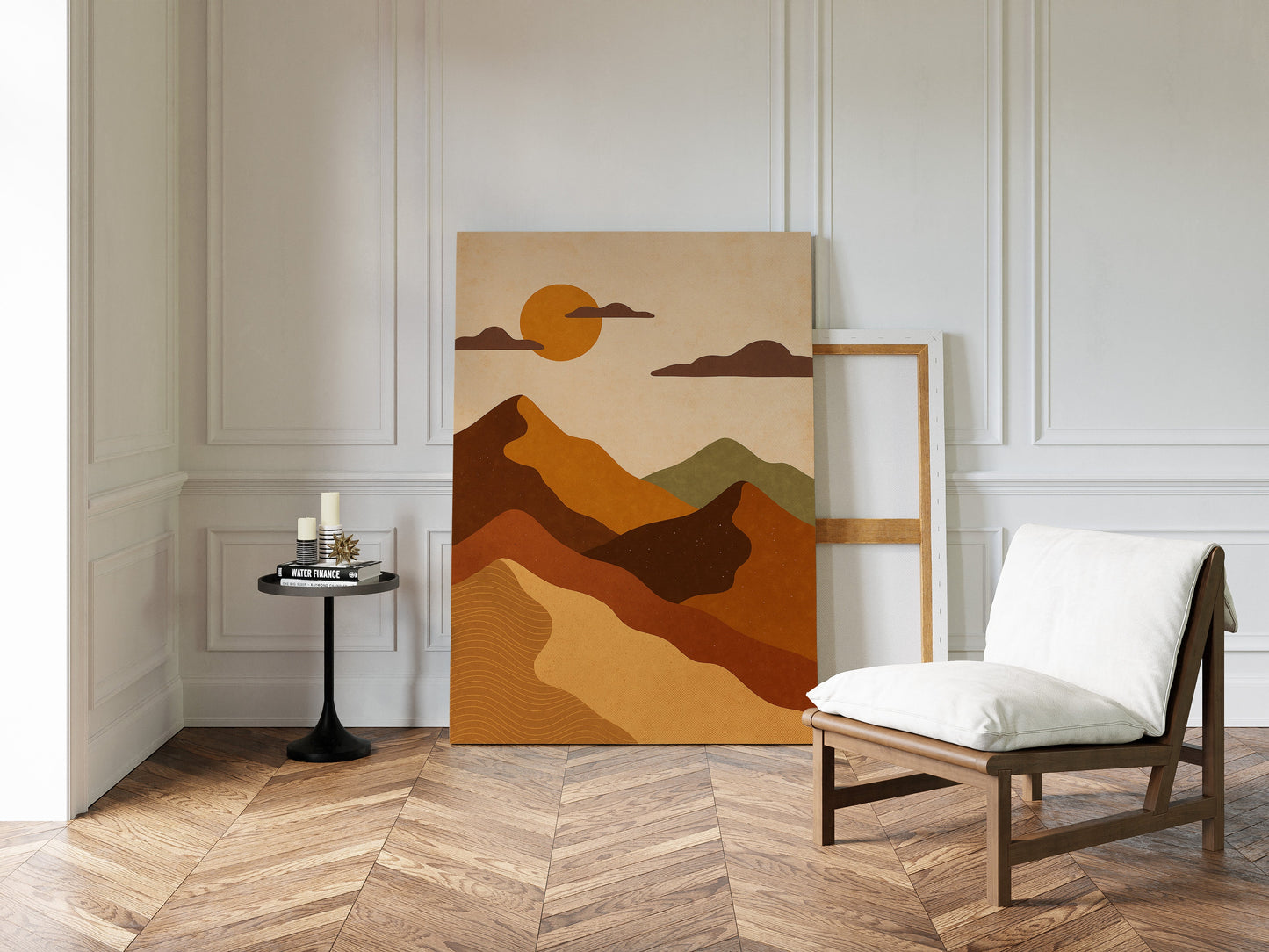 Vintage Sunset Mountain Minimalist Landscape Print