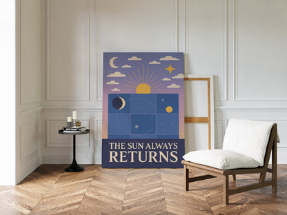 Celestial Harmony Sun and Moon Wall Art Print