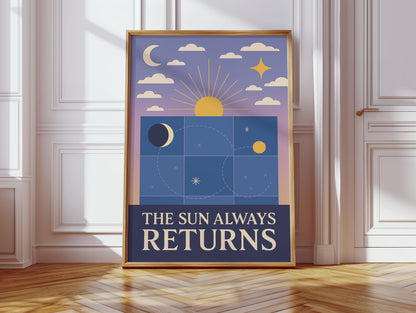 Celestial Harmony Sun and Moon Wall Art Print