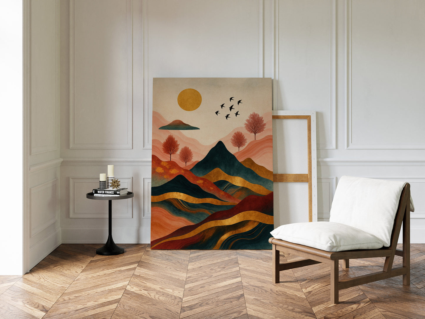 Golden Sun Over Mountains Vibrant Landscape Print