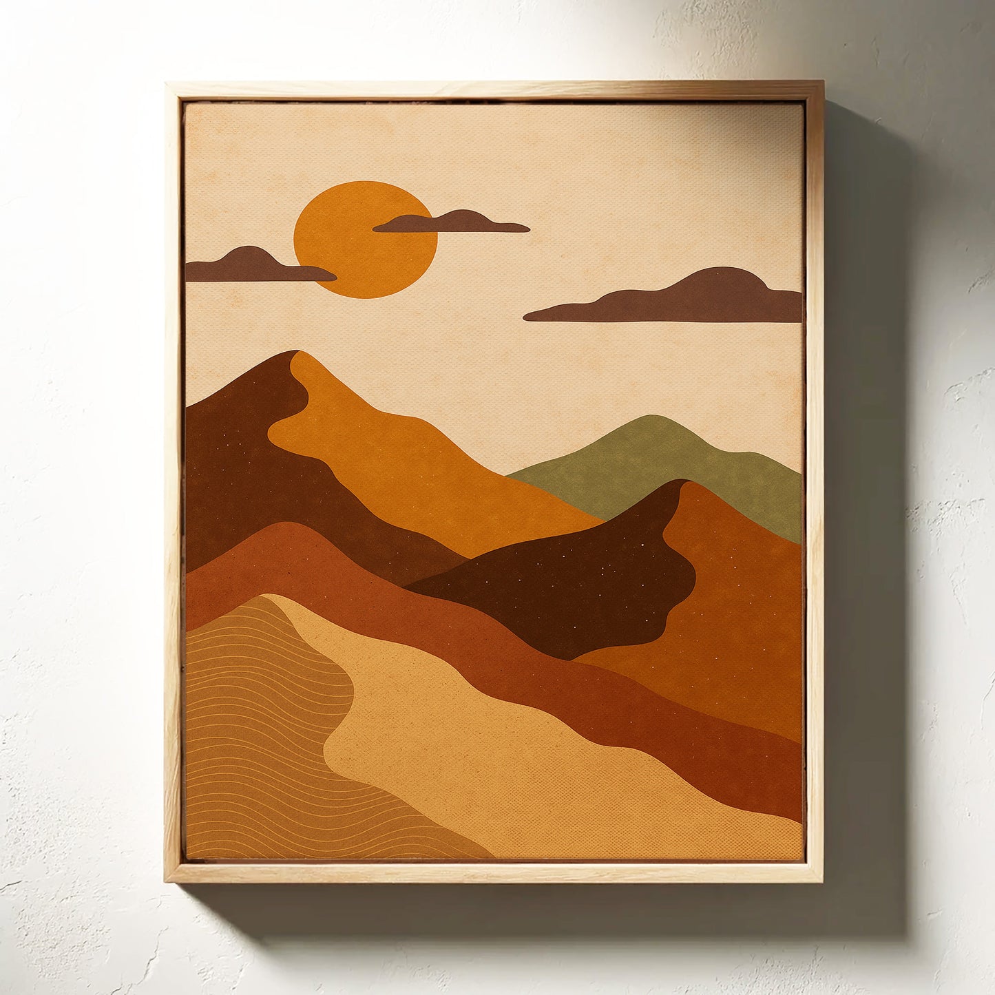 Vintage Sunset Mountain Minimalist Landscape Print
