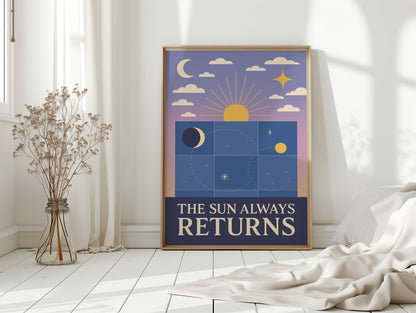 Celestial Harmony Sun and Moon Wall Art Print