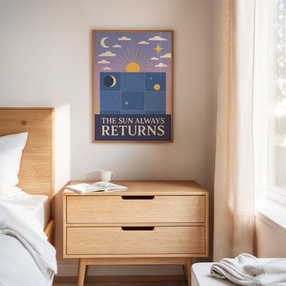 Celestial Harmony Sun and Moon Wall Art Print