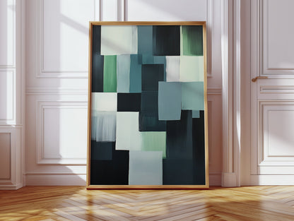 Forest Fade geometric abstract giclee wall art print in cool green tones