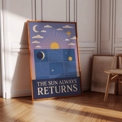 Celestial Harmony Sun and Moon Wall Art Print