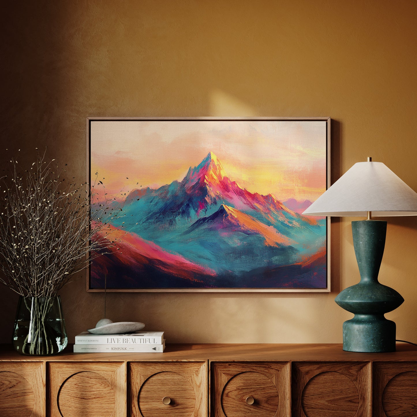 Vibrant Sunset Mountain Landscape Print