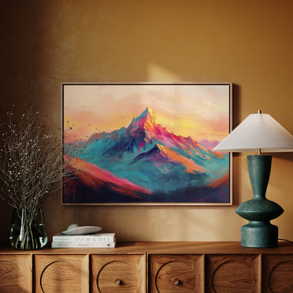 Vibrant Sunset Mountain Landscape Print