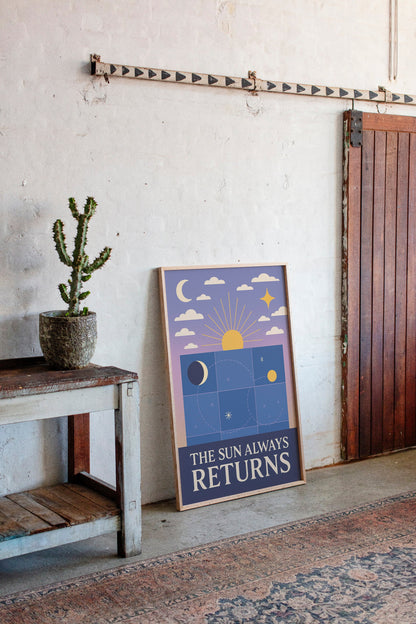 Celestial Harmony Sun and Moon Wall Art Print