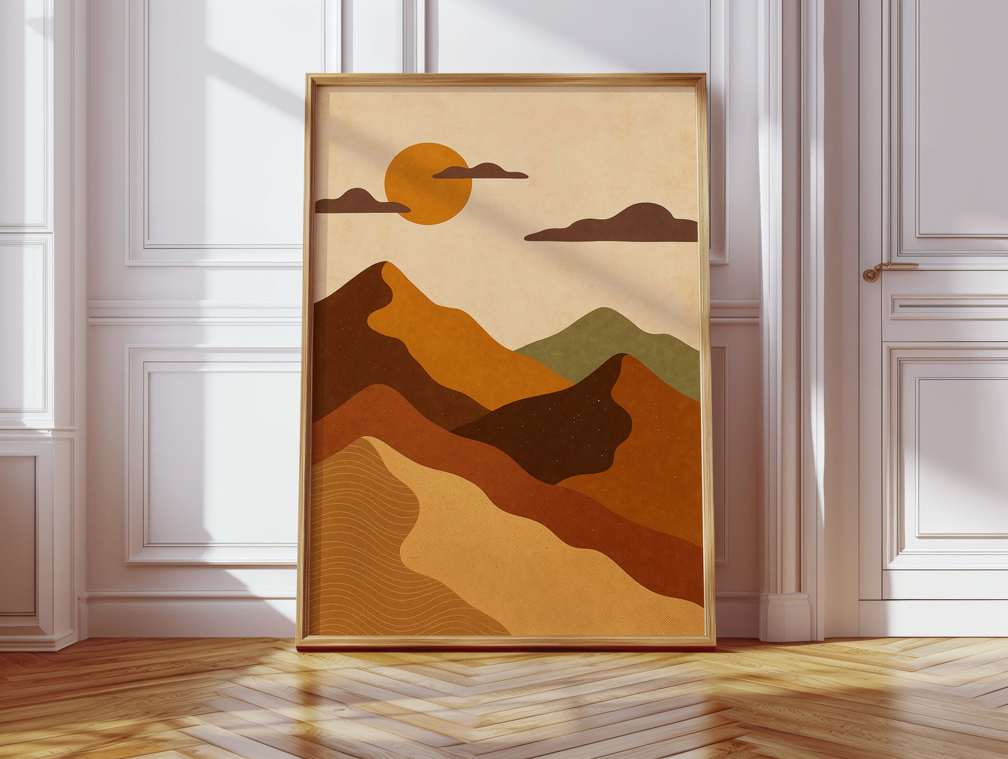 Vintage Sunset Mountain Minimalist Landscape Print