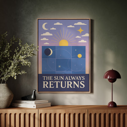 Celestial Harmony Sun and Moon Wall Art Print