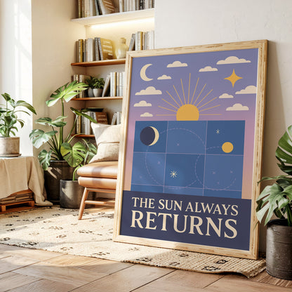 Celestial Harmony Sun and Moon Wall Art Print