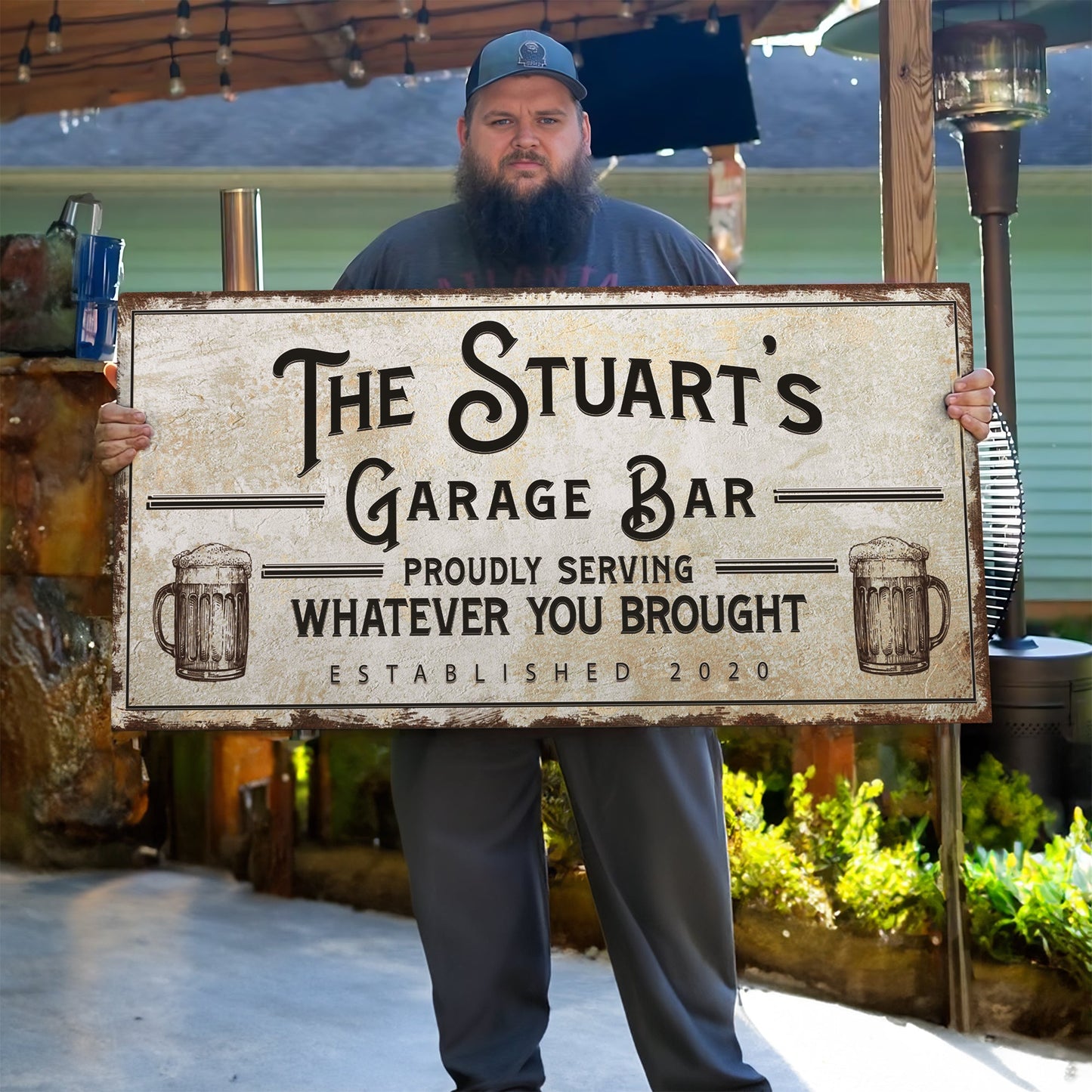 Garage Bar canvas wall art sign with bold lettering, gallery-wrapped, made in the USA