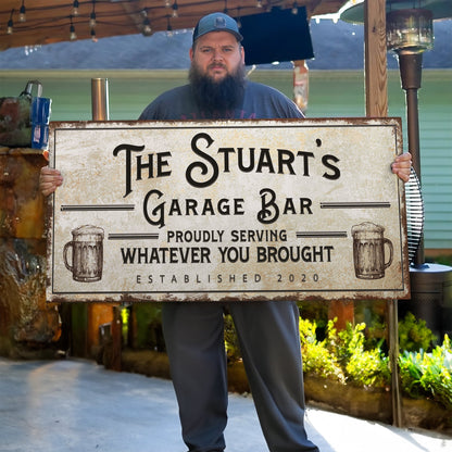 Garage Bar canvas wall art sign with bold lettering, gallery-wrapped, made in the USA