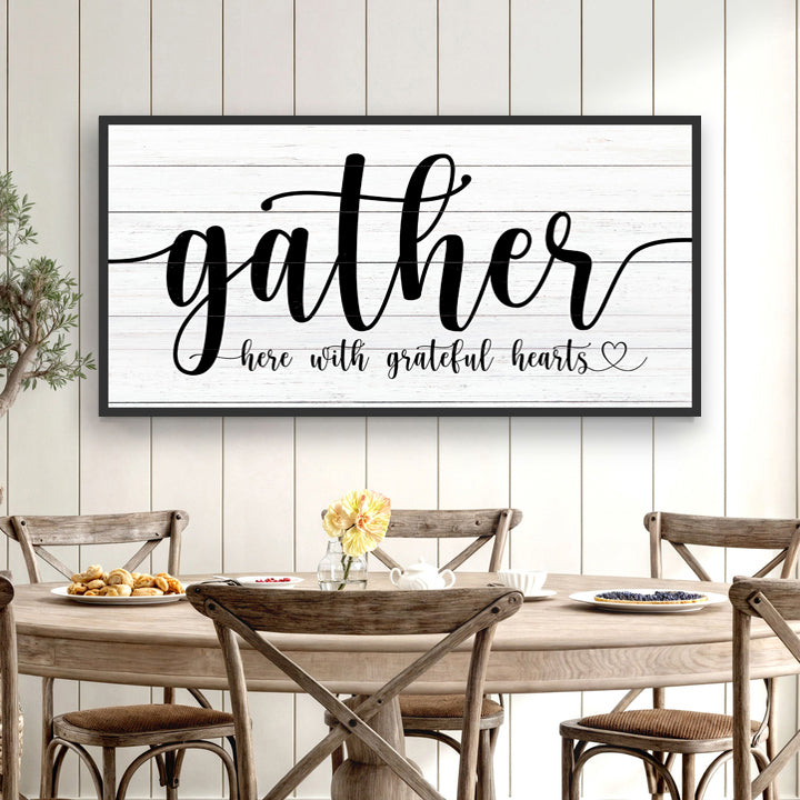 Gather Canvas Wall Art Sign - Dark Background