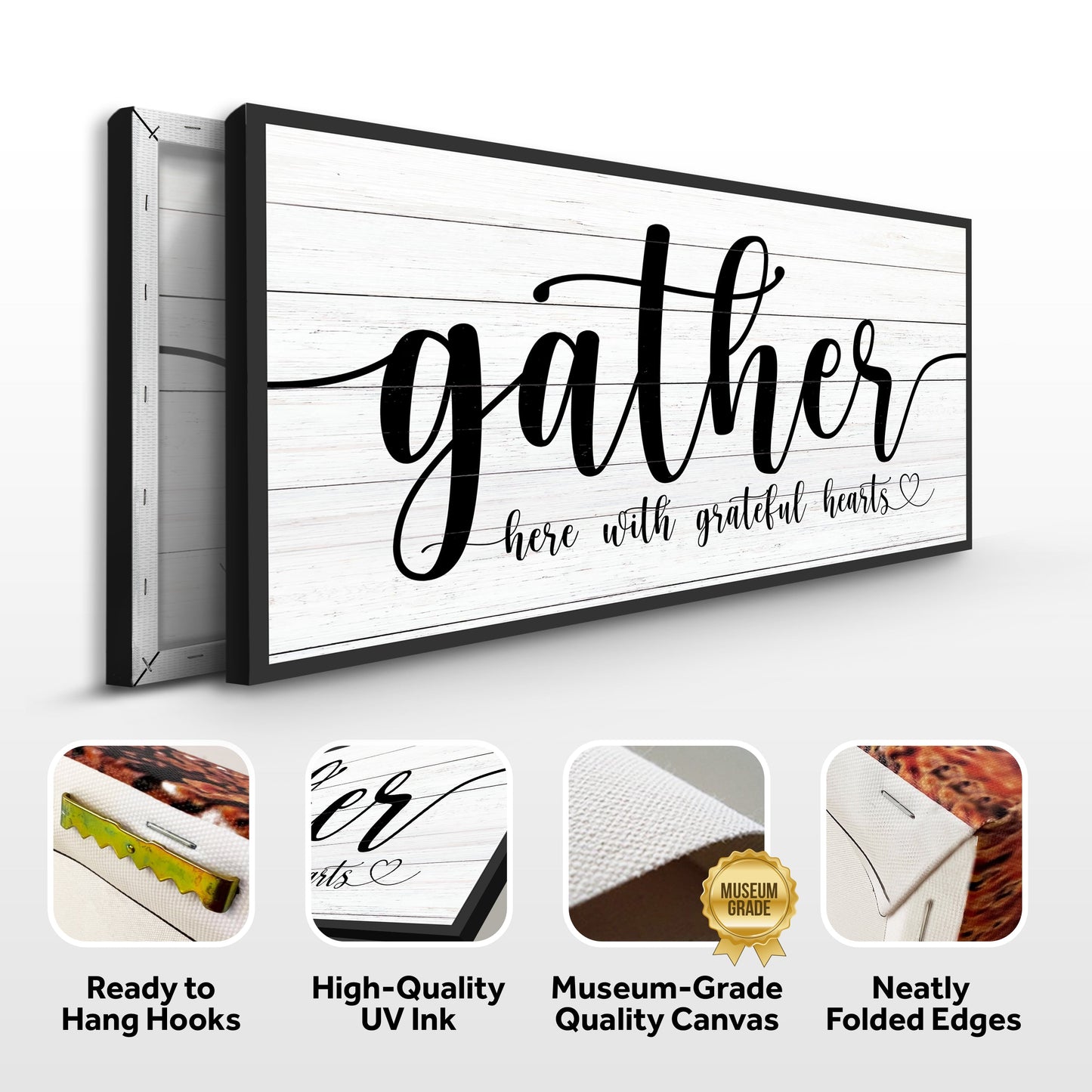 Gather Canvas Wall Art Sign - Dark Background