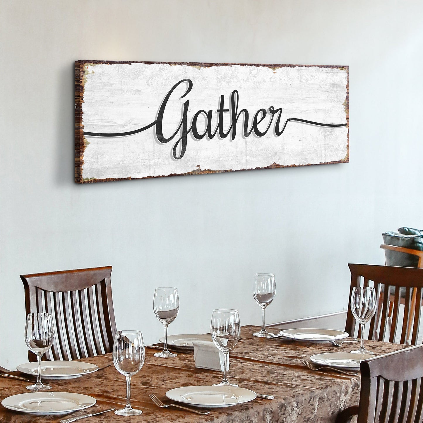 Gather Wall Art Sign - Vertical Canvas