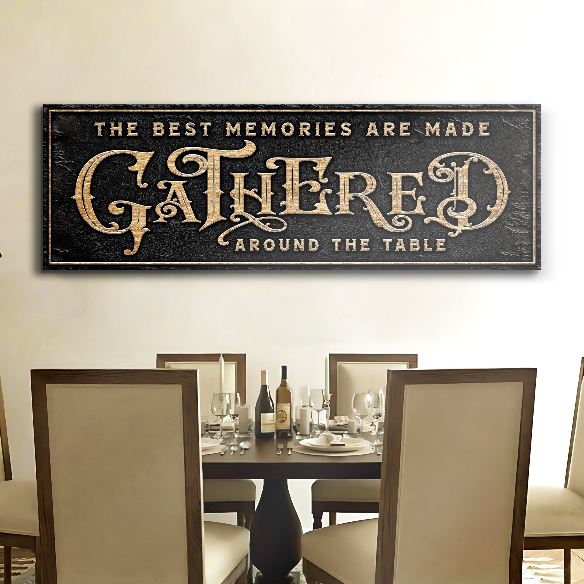 Gathered Around the Table canvas wall art sign for dining rooms and kitchen decor