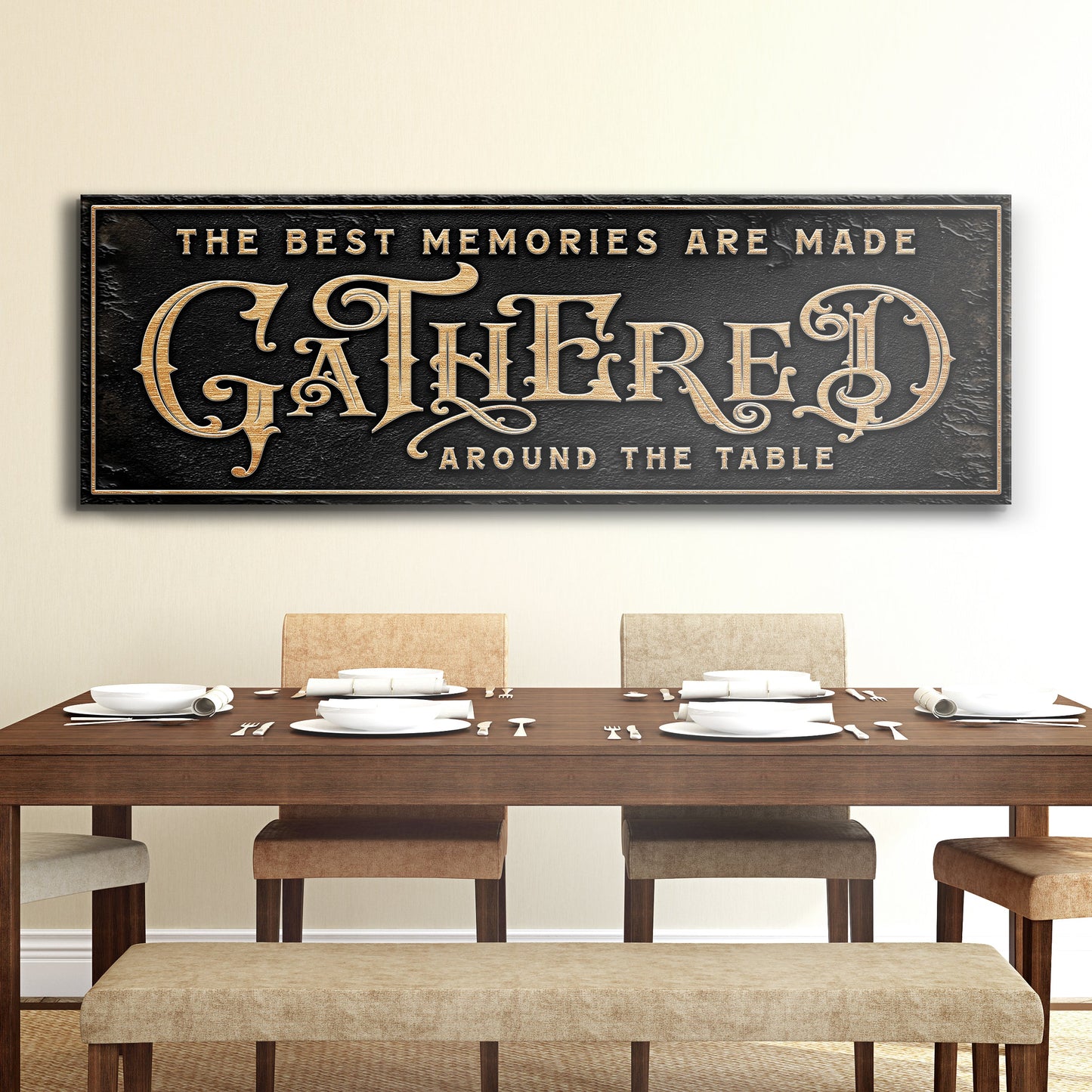 Gathered Around the Table Canvas Wall Art Sign
