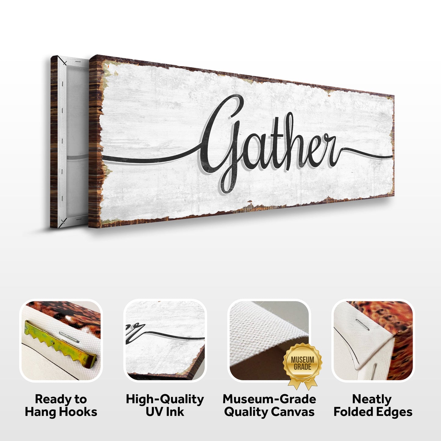 Gather Wall Art Sign - Vertical Canvas