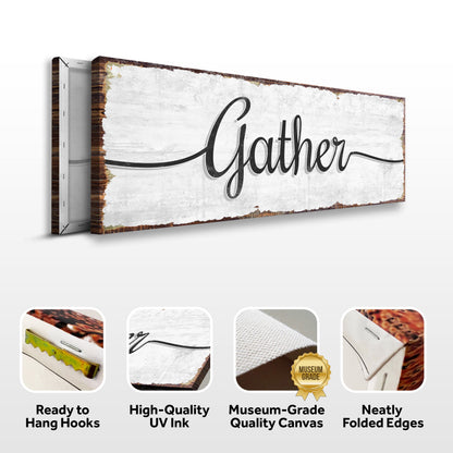 Gather Wall Art Sign - Vertical Canvas