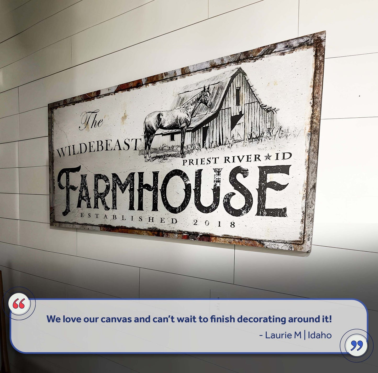 Rustic Horse Farmhouse Canvas Sign