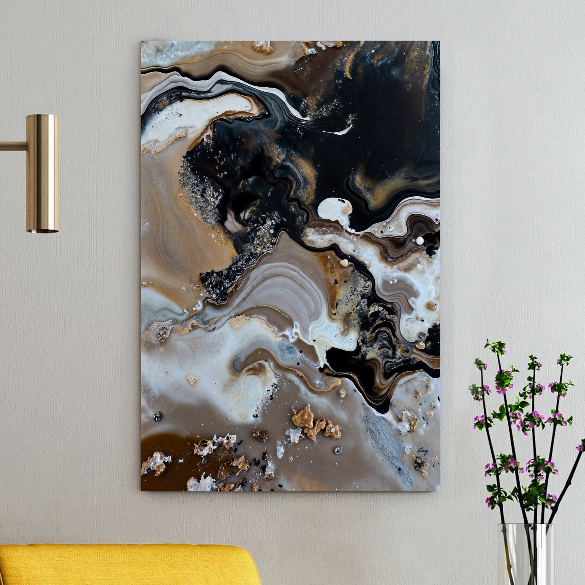 Geode Whispers earth tone abstract canvas with swirling natural geode patterns