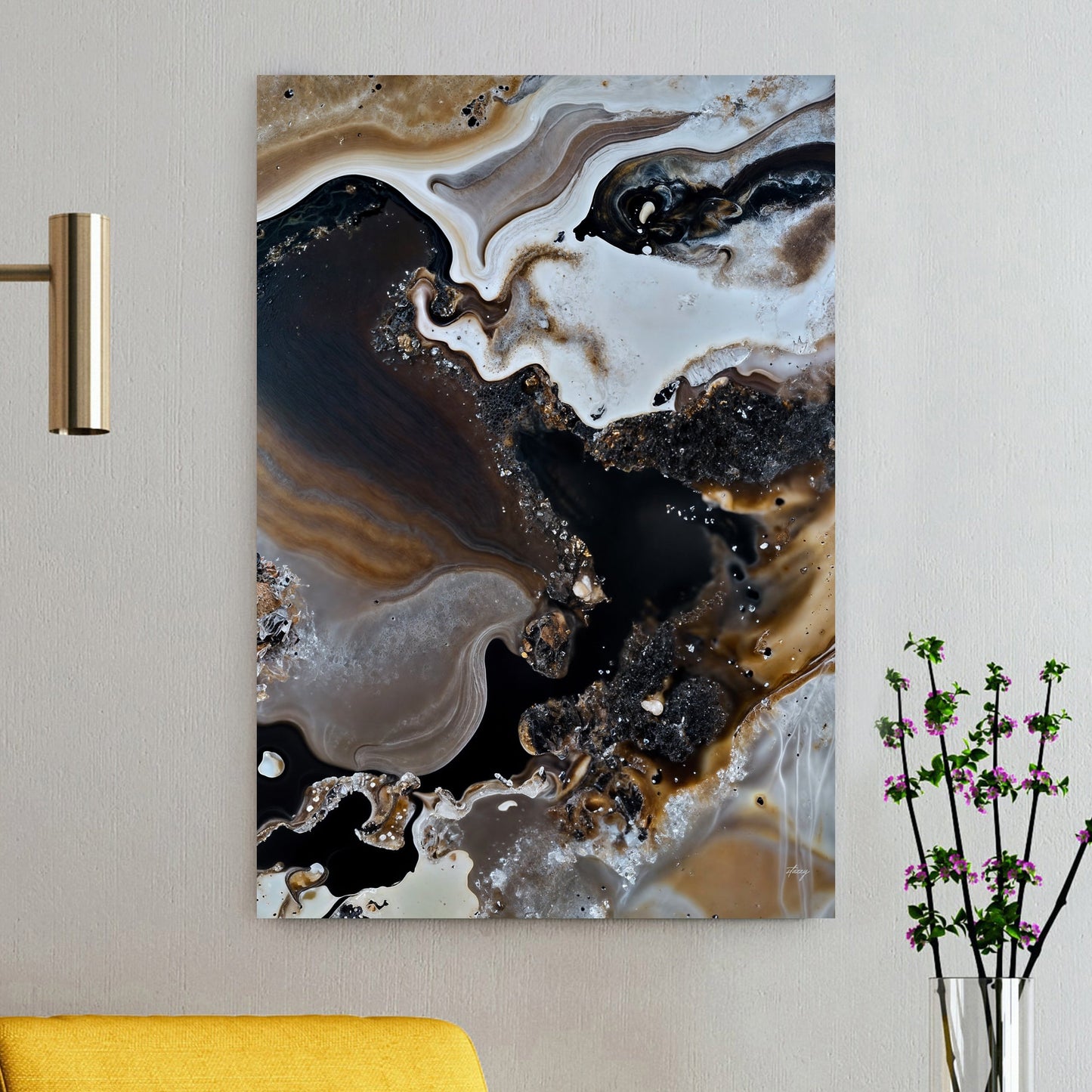 Geode Whispers III earthy abstract canvas with intricate geode-inspired patterns