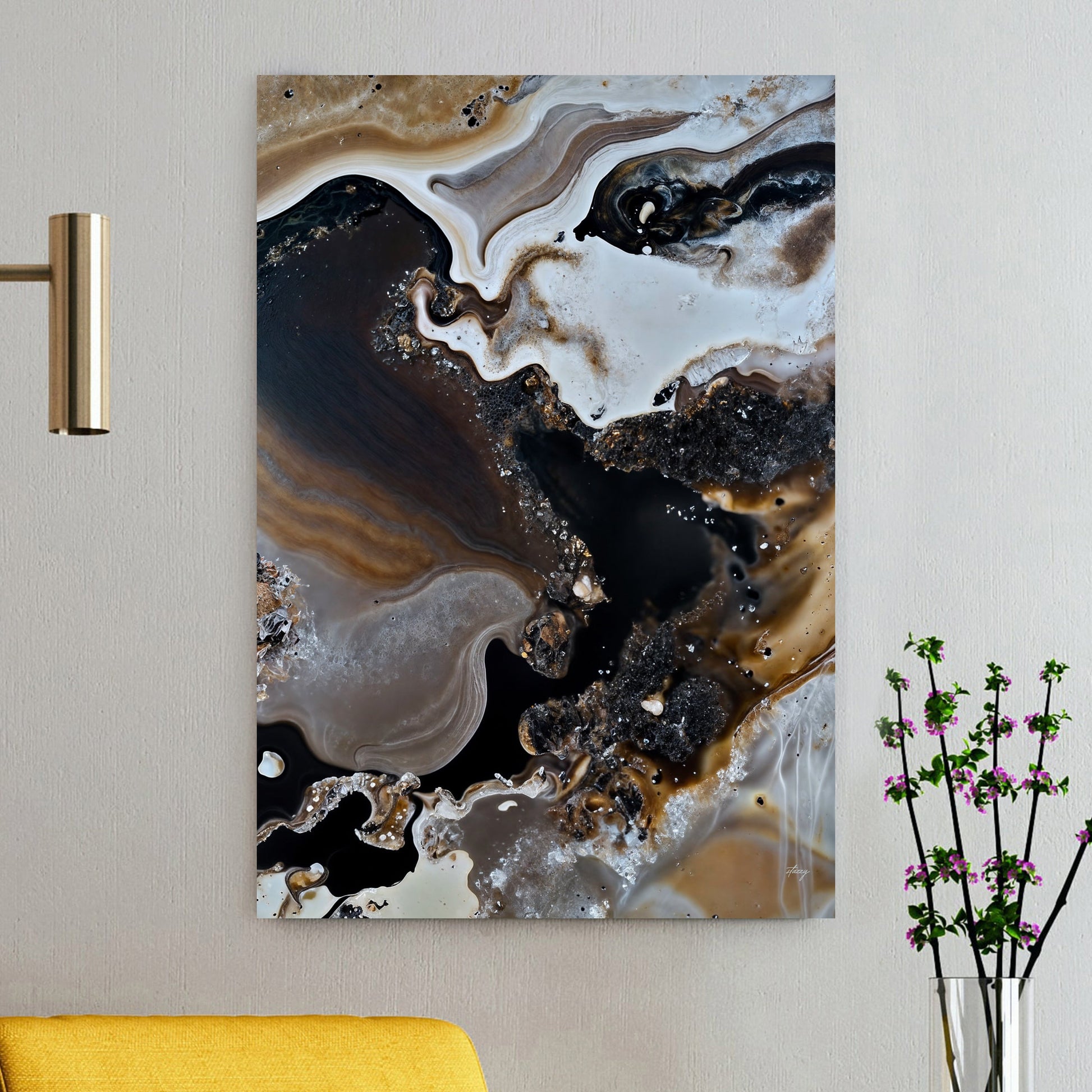 Geode Whispers III earthy abstract canvas with intricate geode-inspired patterns