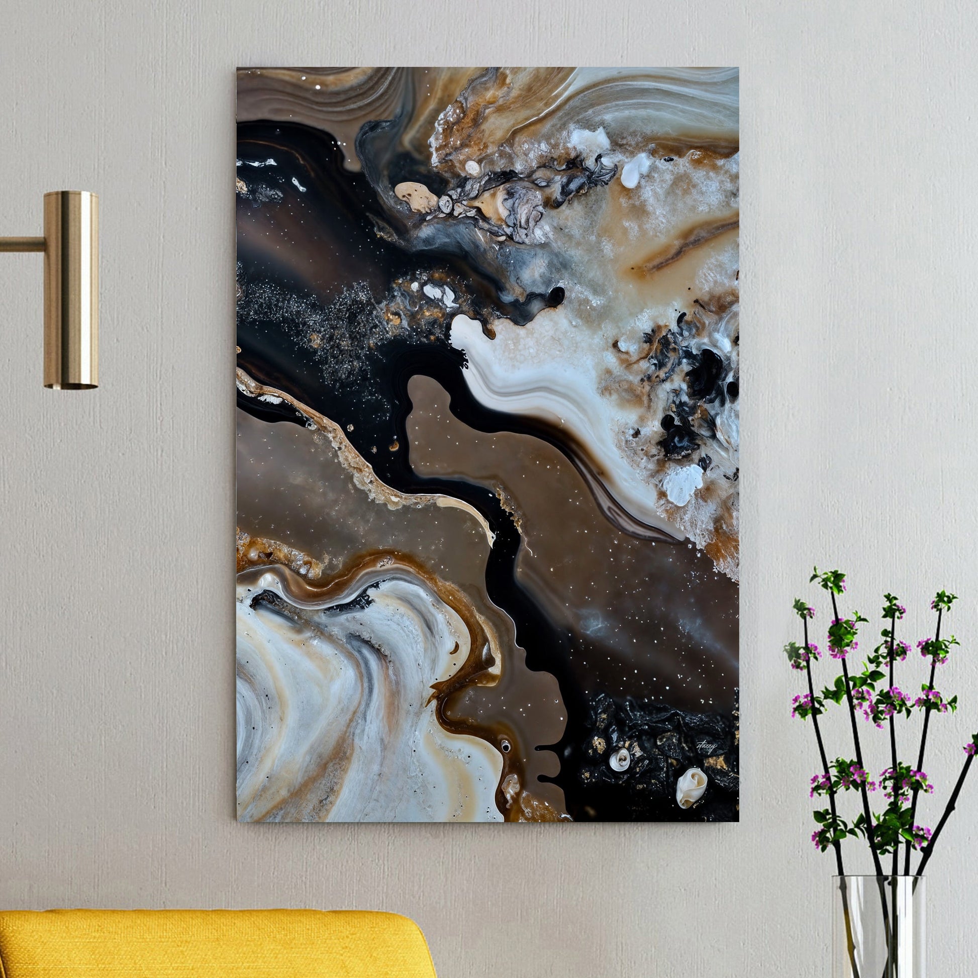 Geode Whispers II earth tone abstract canvas with swirling geode patterns