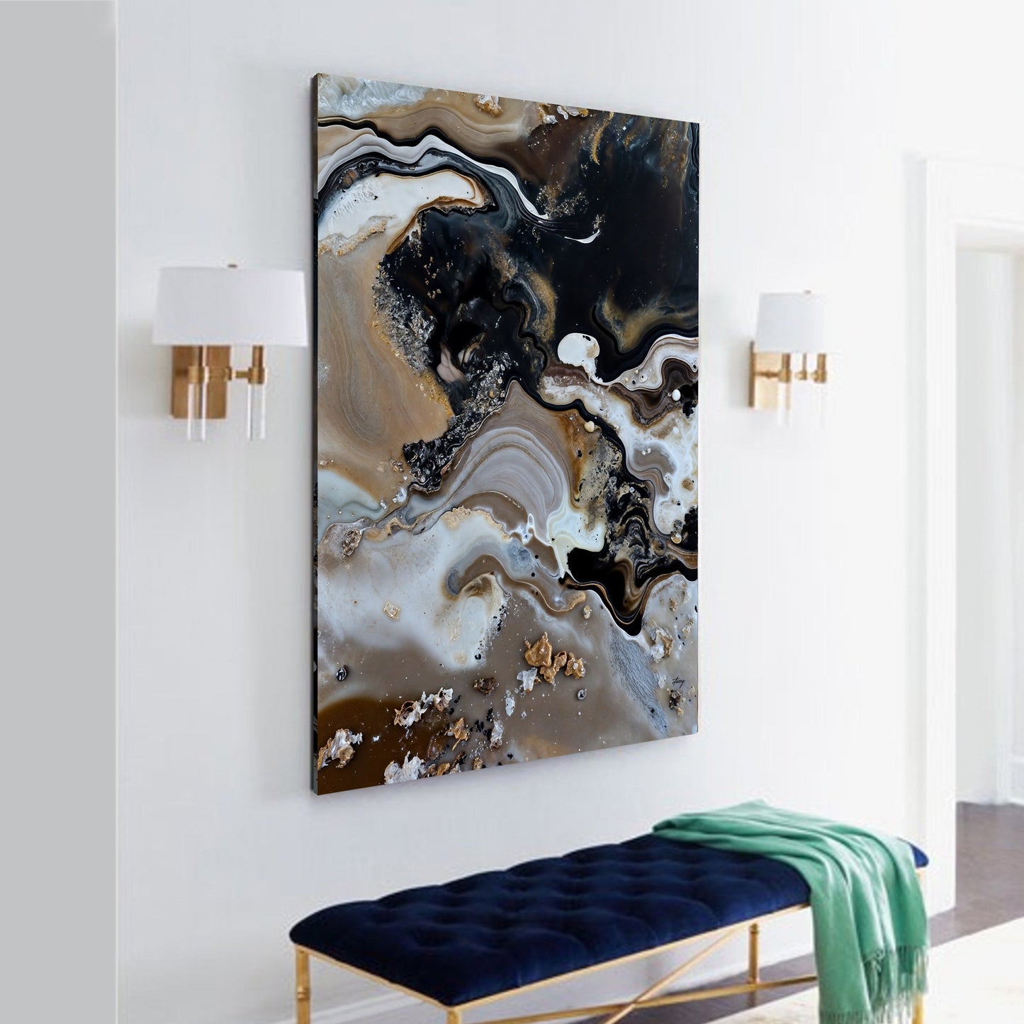 Geode Whispers Earth Tone Abstract Canvas Wall Art