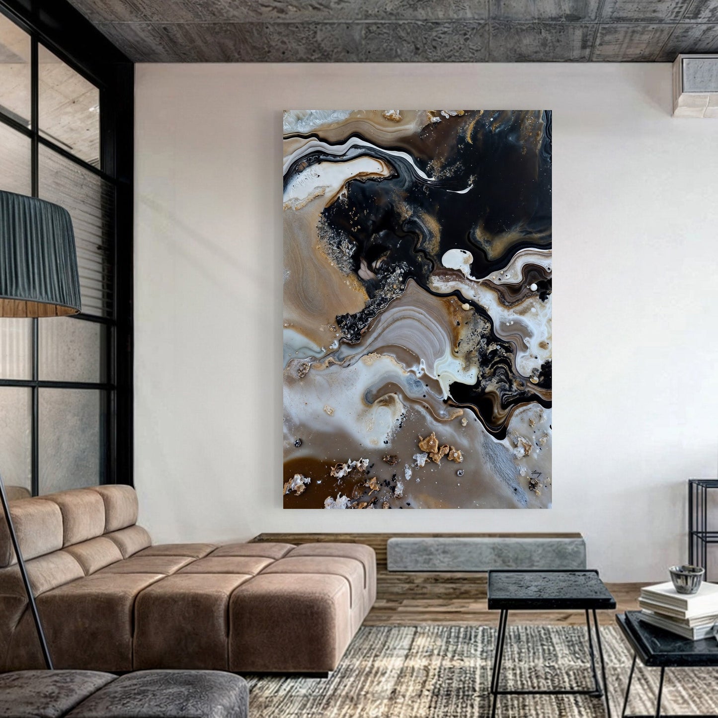 Geode Whispers Earth Tone Abstract Canvas Wall Art