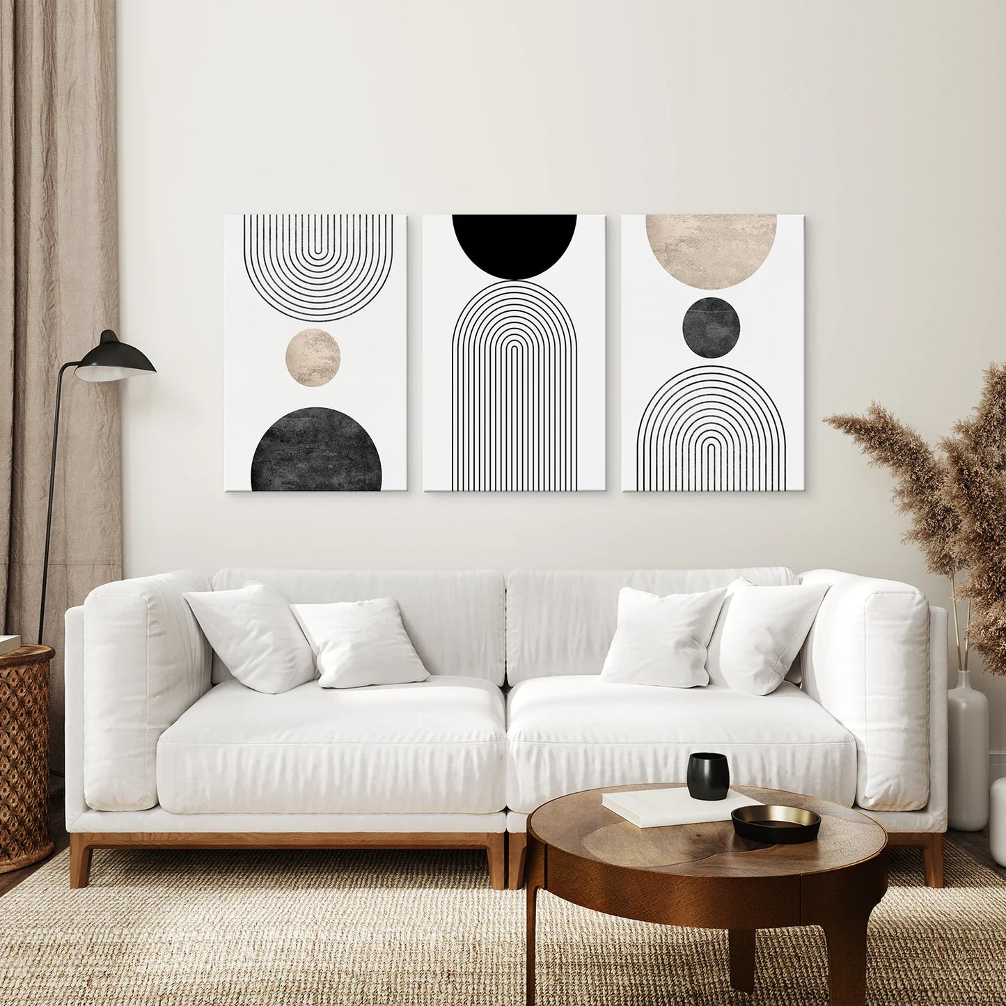 Neutral Mid-Century Modern Wall Art Set of 3, Boho Prints