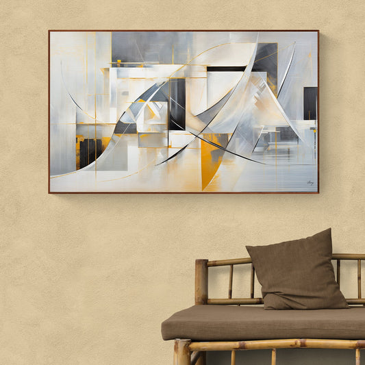Geometric Whispers modern abstract canvas wall art with bold geometric forms