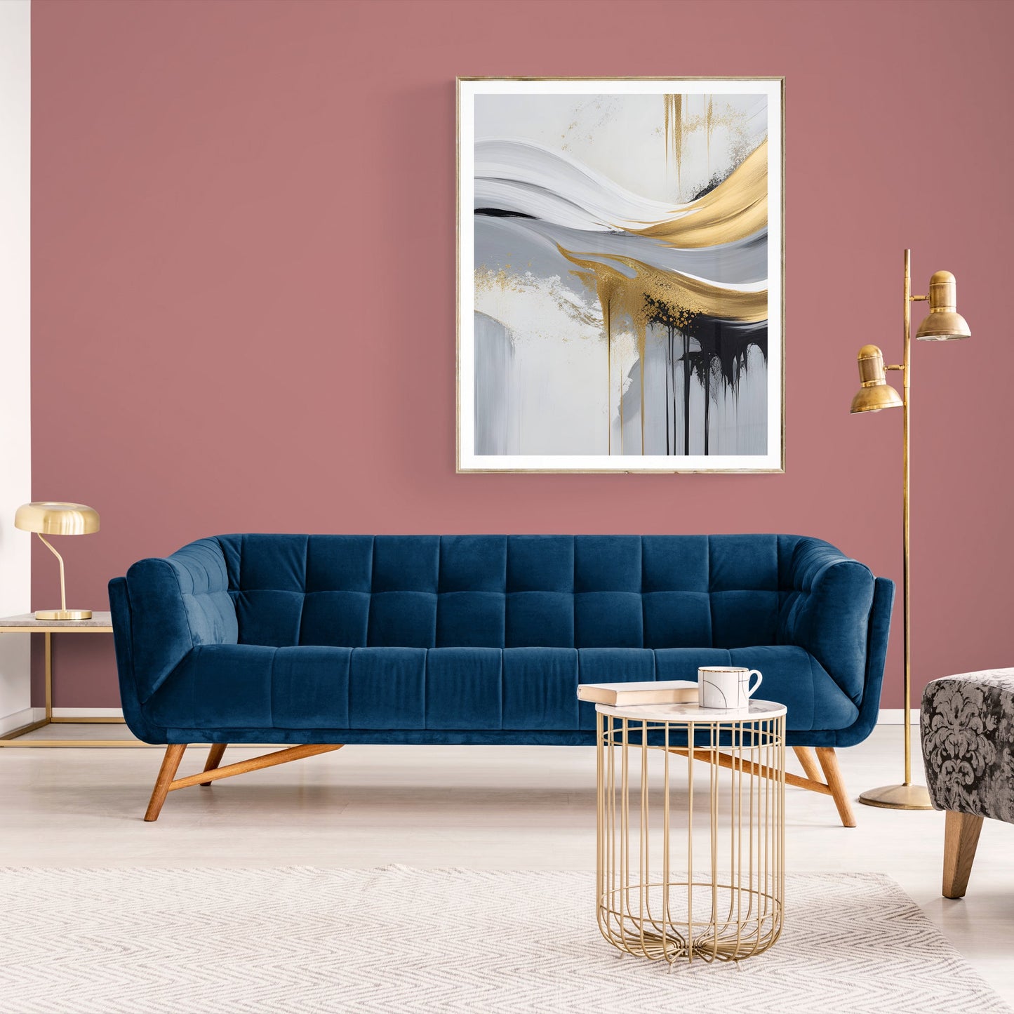 Gilded Flow Gold Abstract Canvas Wall Art