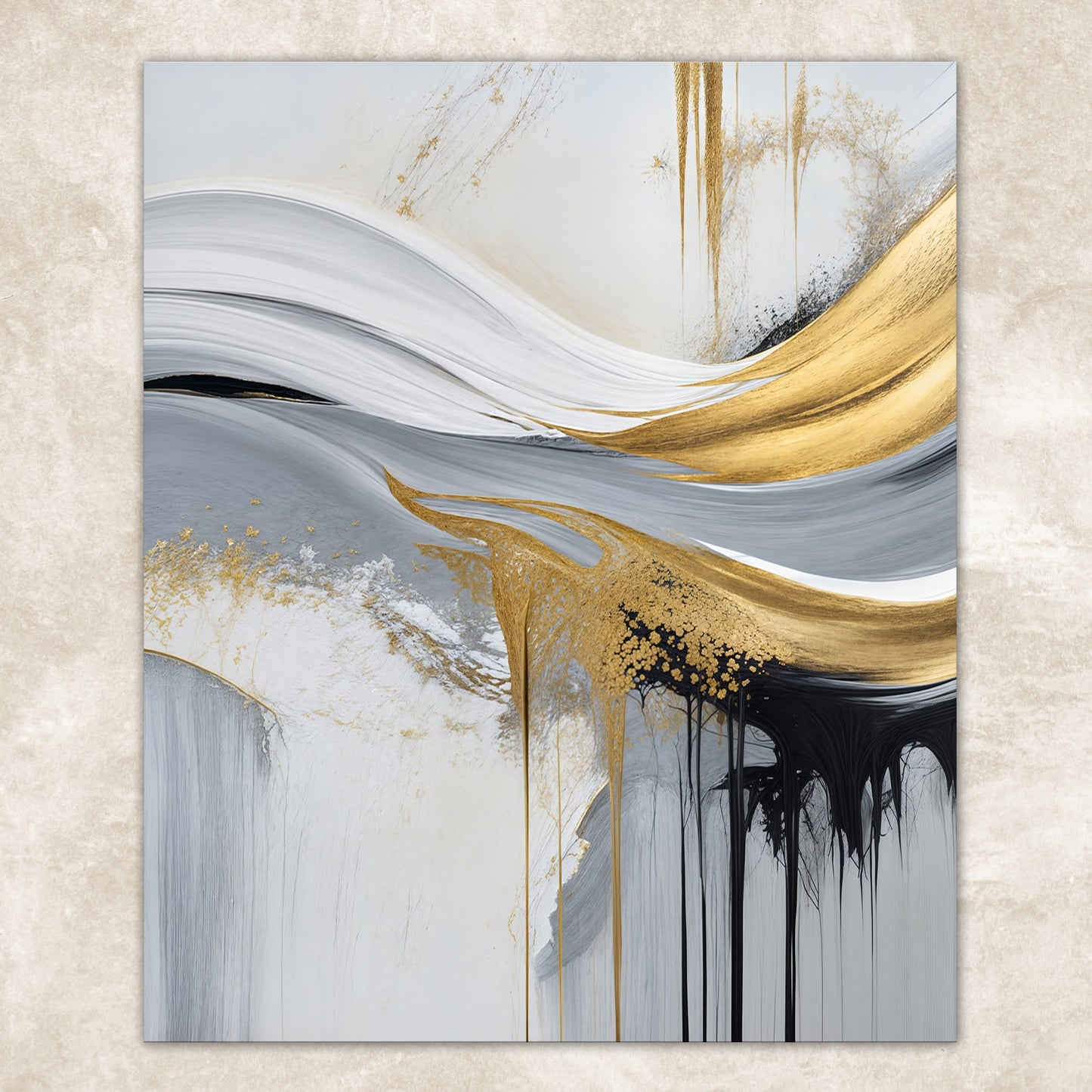 Gilded Flow Gold Abstract Canvas Wall Art