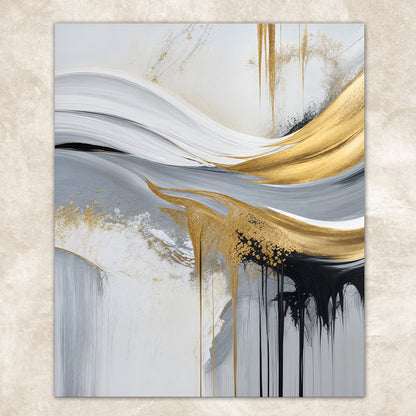 Gilded Flow Gold Abstract Canvas Wall Art